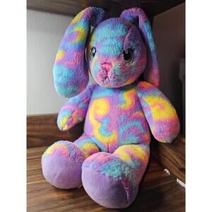 Build-A-Bear Easter Bunny Plush Pastel Tie-Dye Rainbow 17” Stuffed Animal
